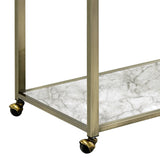 Faux Marble Glass Metal 2-Tier Serving Cart - Omega Lifestyles