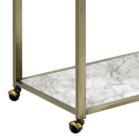 Faux Marble Glass Metal 2-Tier Serving Cart - Omega Lifestyles