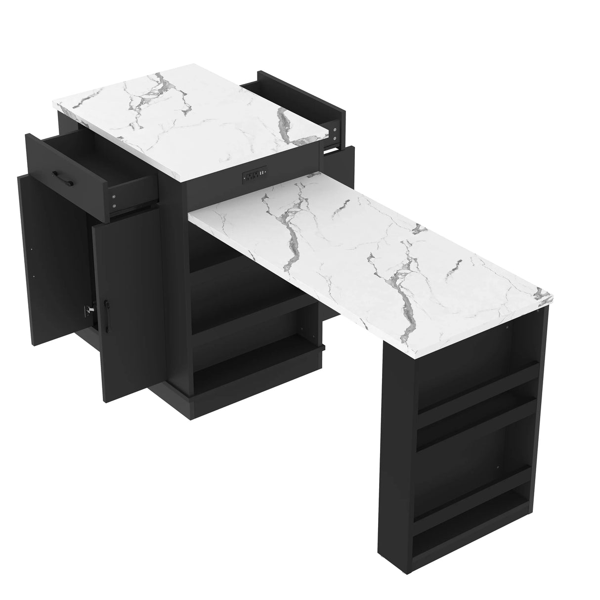 Extendable Black Kitchen Island With Storage Cabinet - Omega Lifestyles