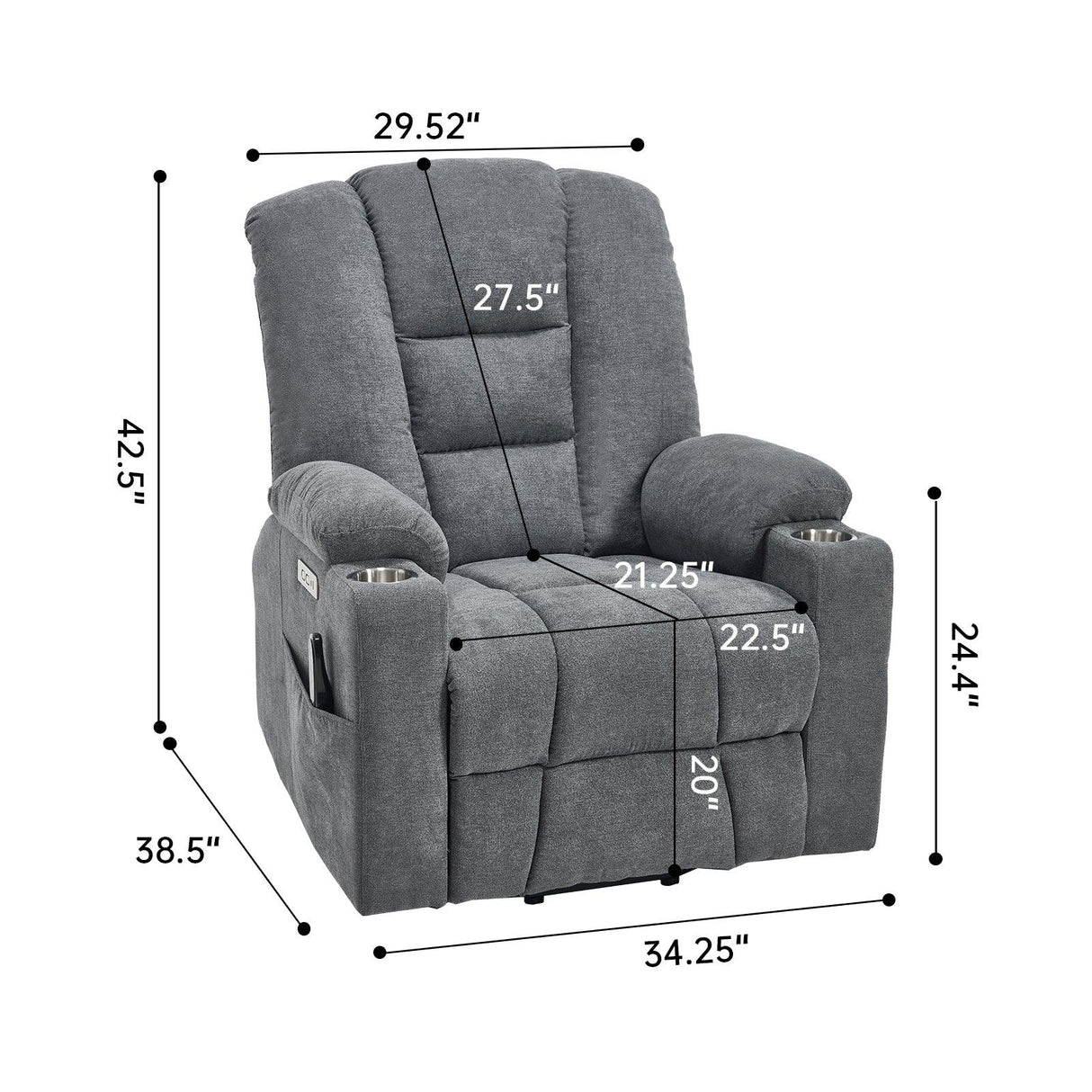 Power Lift Medium-Firm Chenille Upholstered Recliner Chair - Omega Lifestyles