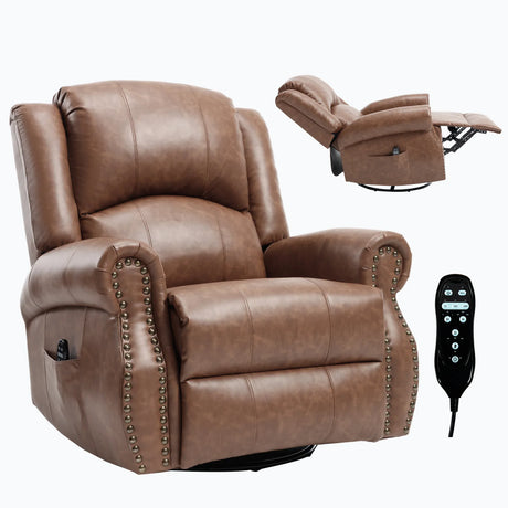 Heated Medium-Firm Massage Recliner Chair With Swivel - Omega Lifestyles
