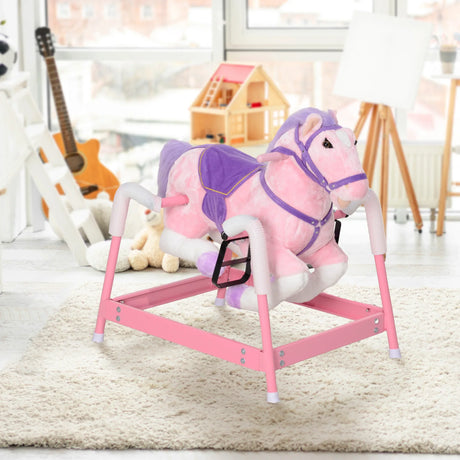 Plush Spring Rocking Horse With Sounds And Saddle - Omega Lifestyles