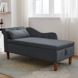 Classic Velvet Storage Chaise Lounge With Pillow - Omega Lifestyles