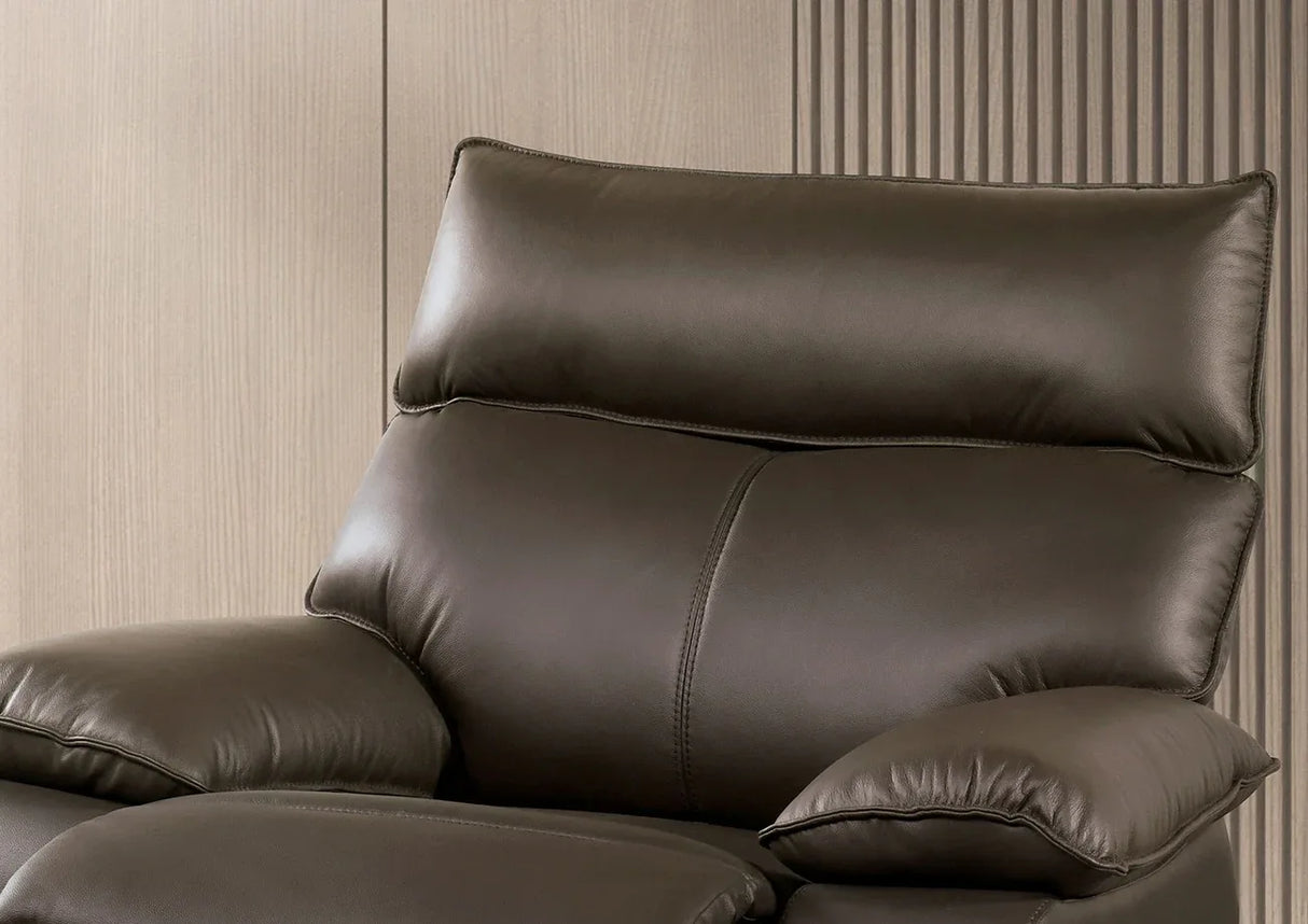 Contemporary Brown Leather Match Manual Recliner Chair - Omega Lifestyles