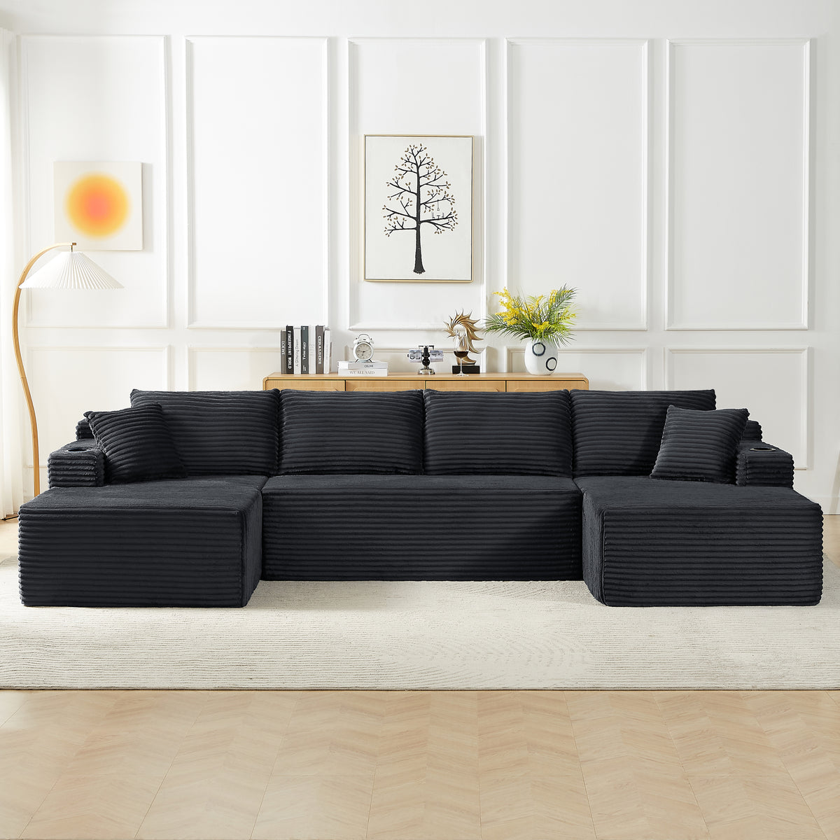 Corduroy Modular U-Shaped 6-Seat Sectional Sofa