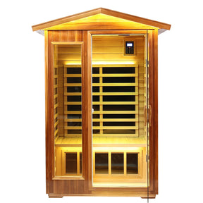 Two-Person Solid Wood Far-Infrared Outdoor Sauna - Omega Lifestyles