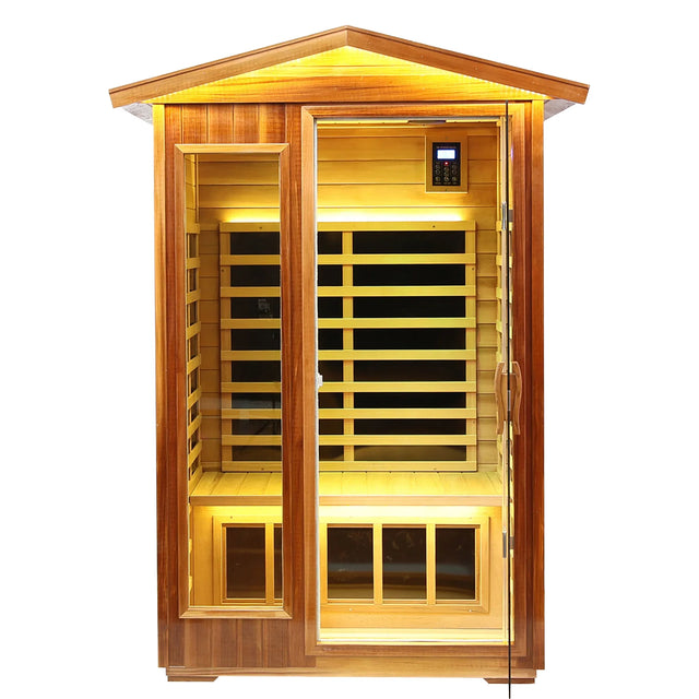 Two-Person Solid Wood Far-Infrared Outdoor Sauna - Omega Lifestyles