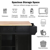 Kitchen Cart With Rubber Wood Drop-Leaf Countertop Storage - Omega Lifestyles
