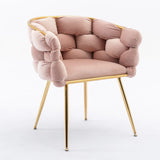 Pink Velvet Gold-Plated Metal Accent Chair - Omega Lifestyles