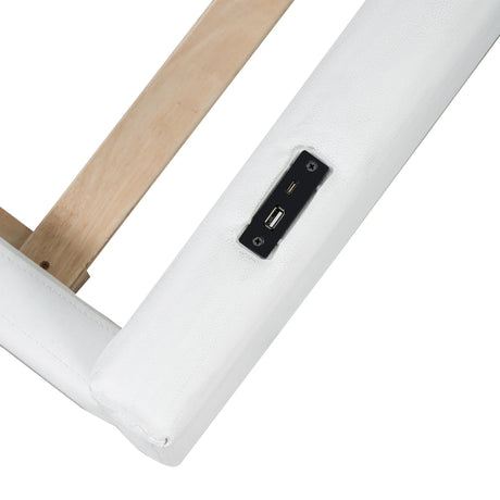 Twin Upholstered Platform Bed With Guardrail Charging Station - Omega Lifestyles