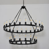 Matte Black Iron Wagon Wheel Farmhouse Chandelier 47-Inch - Omega Lifestyles