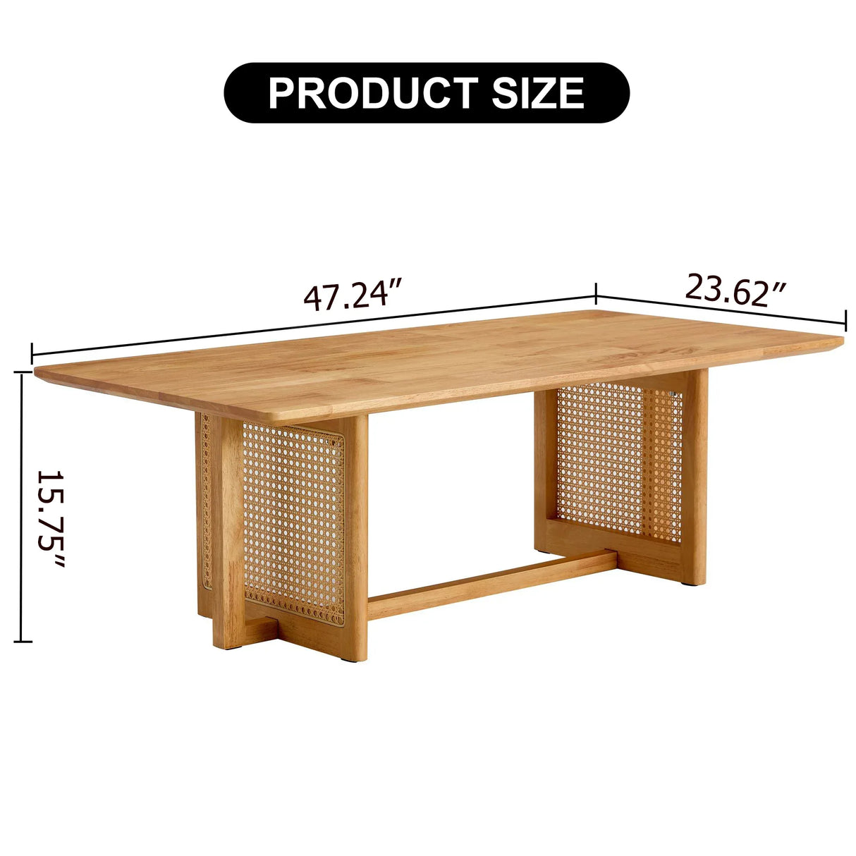 Solid Wood Rectangular Coffee Table With Rattan Weaving - Omega Lifestyles
