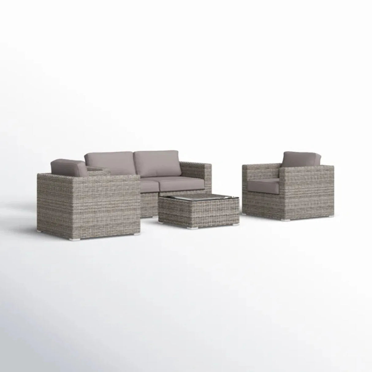 4-Person Outdoor Grey Mix Rattan Wicker Seating Set - Omega Lifestyles