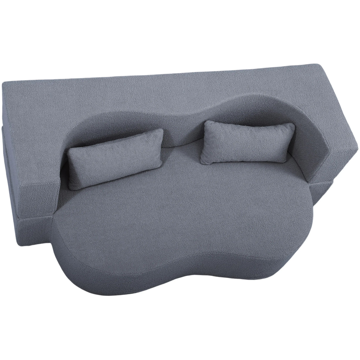 Full Size Convertible Teddy Fabric Sofa Bed With Pillows - Omega Lifestyles
