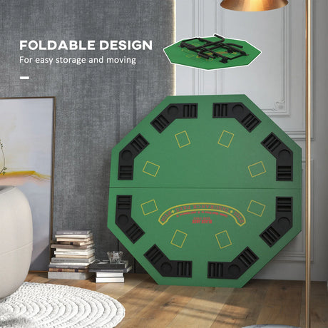 Foldable 8-Player Felt Fold-Up Poker Table - Omega Lifestyles