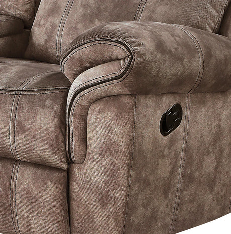 Chocolate Velvet Recliner Loveseat With USB Port Console - Omega Lifestyles