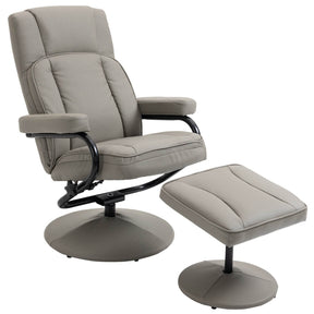 PU Leather Swivel Recliner Chair With Ottoman Footrest - Omega Lifestyles