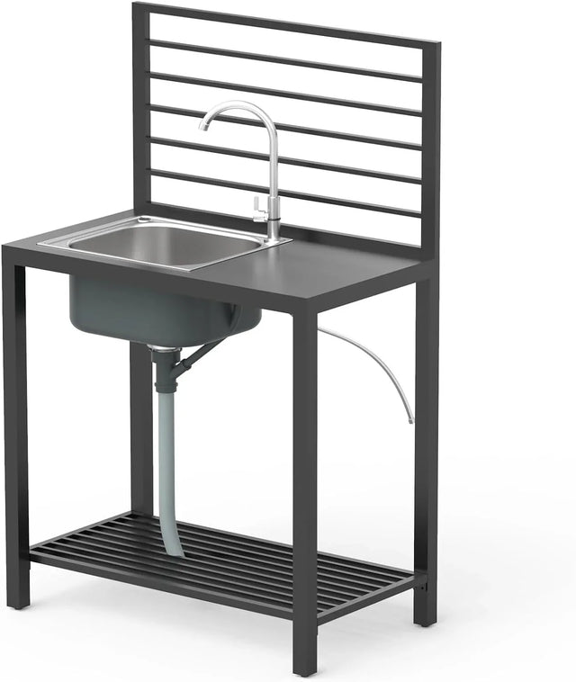 Aluminum Outdoor Kitchen Island With Stainless Steel Sink - Omega Lifestyles