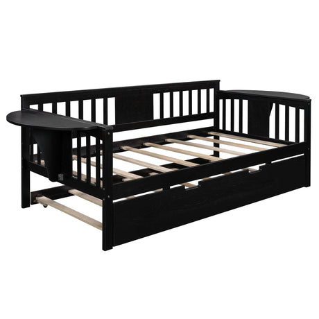 Twin Solid Wood Daybed With Trundle Espresso - Omega Lifestyles