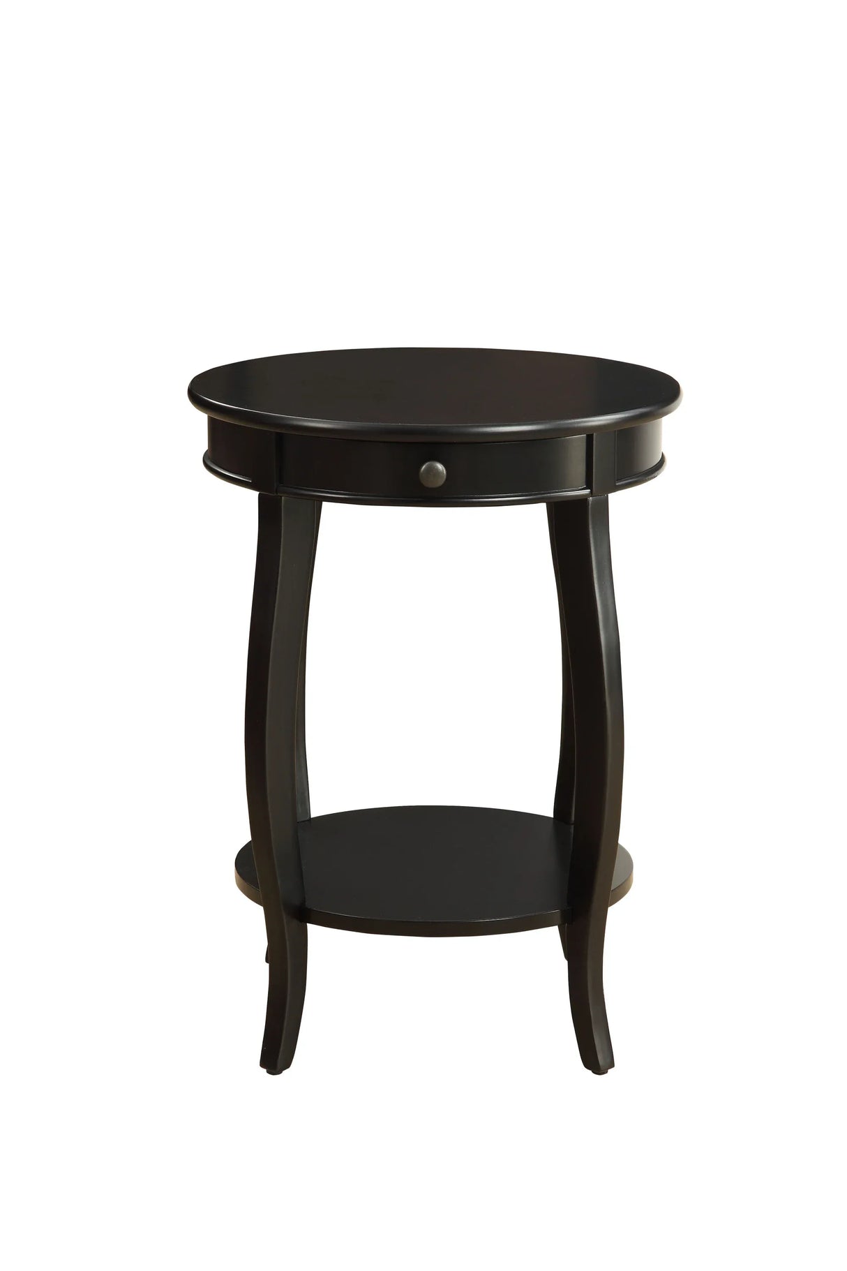 Black Synthetic Wood Round Leg Accent Table With Drawer - Omega Lifestyles