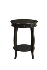 Black Synthetic Wood Round Leg Accent Table With Drawer - Omega Lifestyles