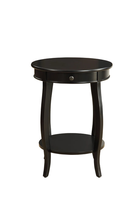 Black Synthetic Wood Round Leg Accent Table With Drawer - Omega Lifestyles