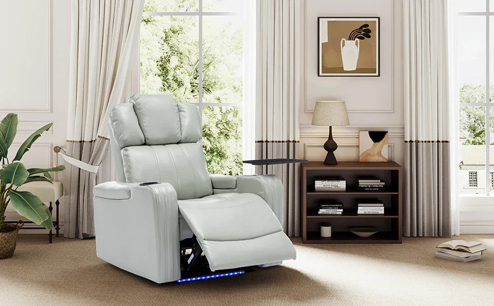 Modern PU Leather Power Recliner Chair With Bluetooth Speaker - Omega Lifestyles
