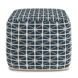 Hand Woven Blue White Fabric Square Pouf Stool - Omega Lifestyles
