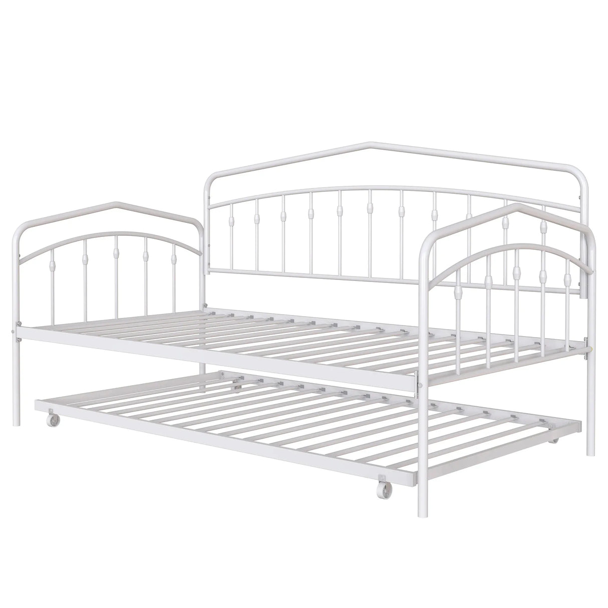 Twin Metal Daybed With Trundle White Bedroom Frame - Omega Lifestyles