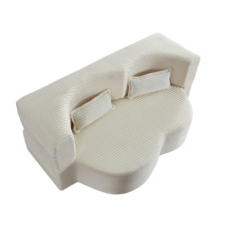 Full Size Plush Corduroy Foam-Filled Folding Sofa Bed With Pillows - Omega Lifestyles