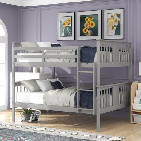 Full Over Full Solid Wood Gray Bunk Bed - Omega Lifestyles