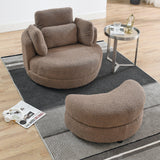 Oversized Modern Swivel Fabric Lounge Chair With Ottoman - Omega Lifestyles