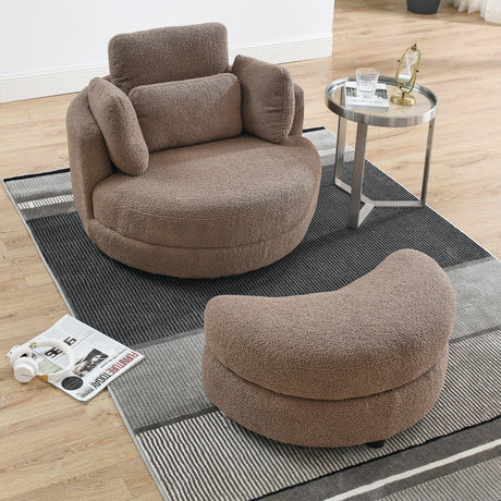 Oversized Modern Swivel Fabric Lounge Chair With Ottoman - Omega Lifestyles