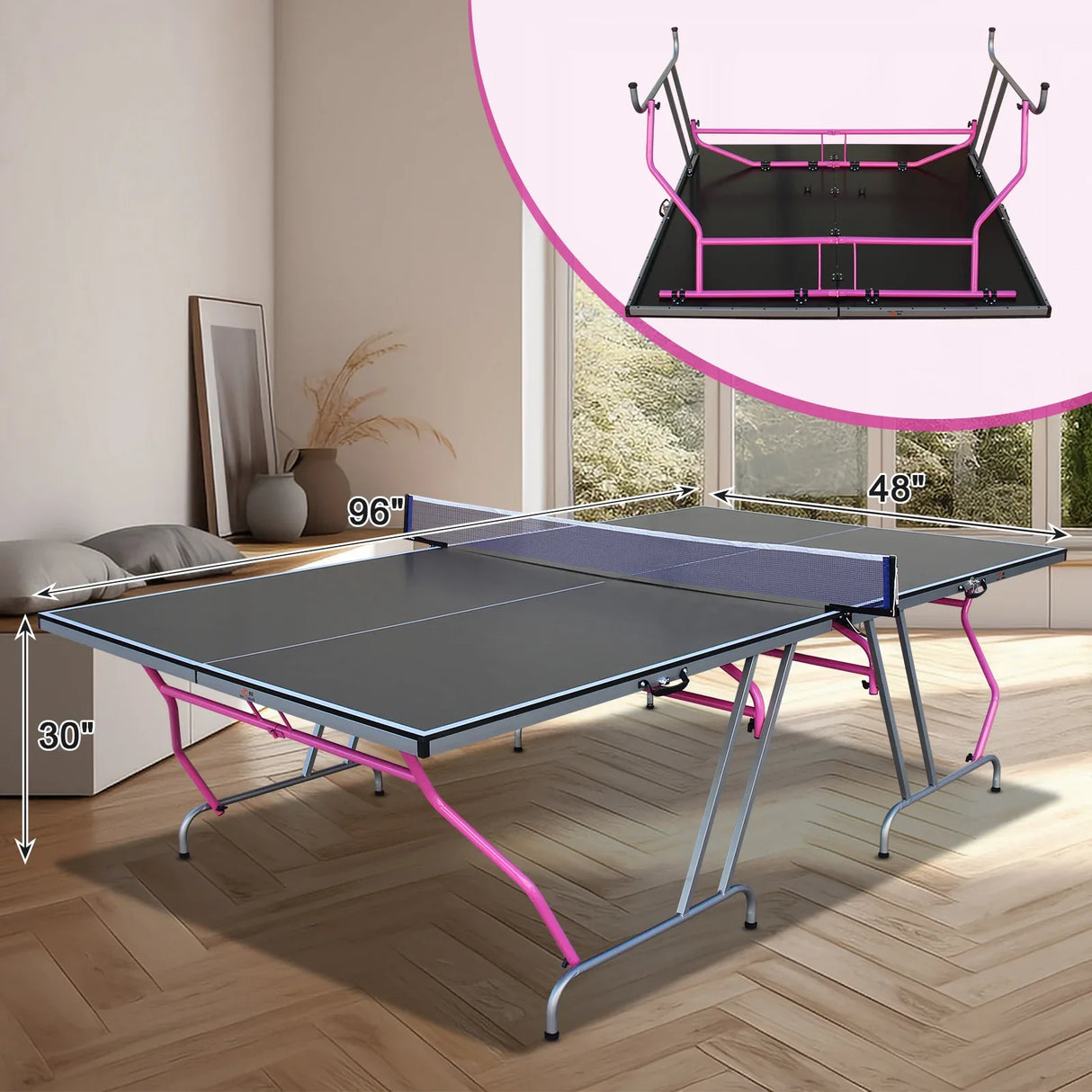 Foldable Portable 8x4 Ft Indoor Outdoor Table Tennis Table - Omega Lifestyles