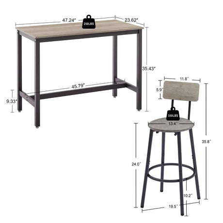 Bar Table Set With 4 PU Upholstered Soft Seat Stools - Omega Lifestyles