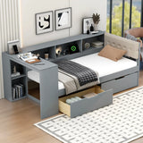 Twin Wood Platform Bed With Upholstered Headboard And Storage - Omega Lifestyles