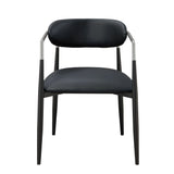 Pair Of Contemporary Black Faux Leather Arm Chairs - Omega Lifestyles