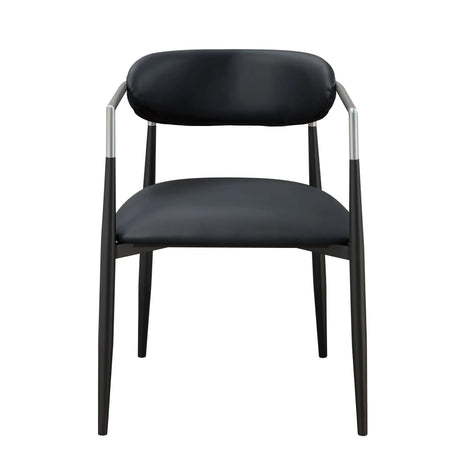 Pair Of Contemporary Black Faux Leather Arm Chairs - Omega Lifestyles