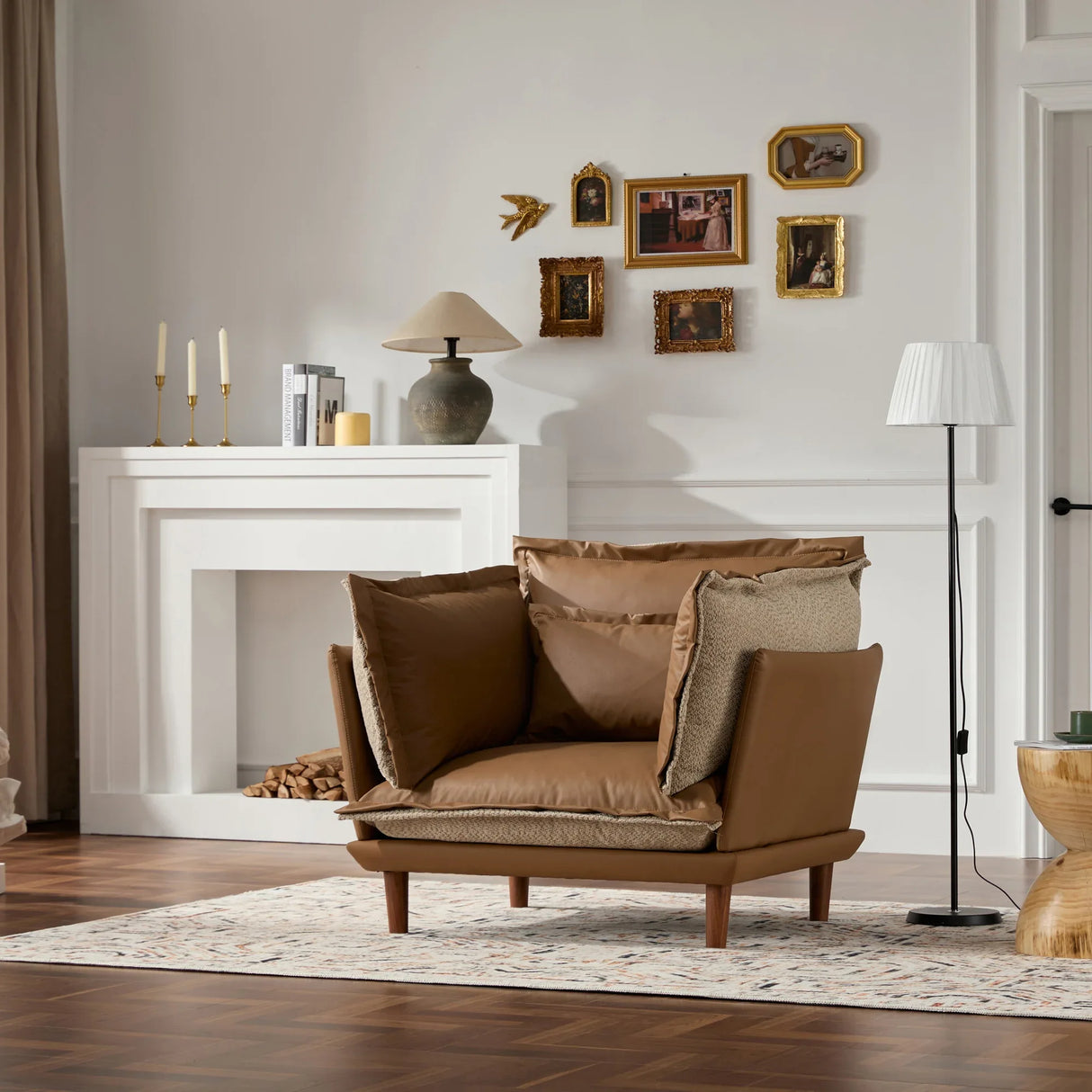 Modern Oversized Chenille Fabric Armchair Lounge Chair - Omega Lifestyles