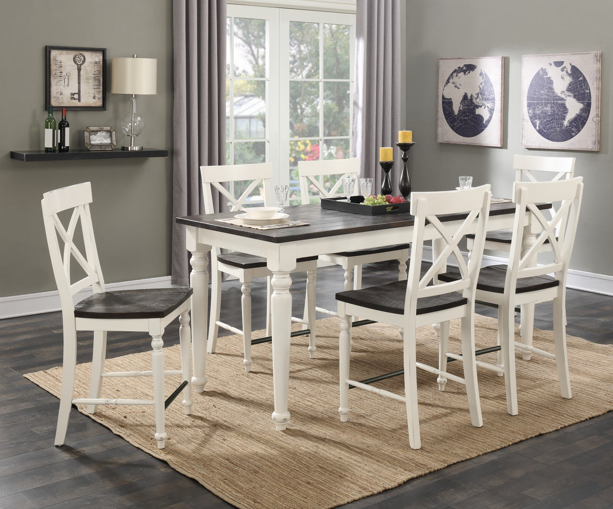 Solid Wood Brown And White Gathering Dining Table With Leaf