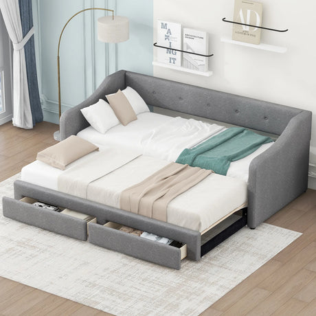 Twin XL Upholstered Daybed With Two Storage Drawers - Omega Lifestyles