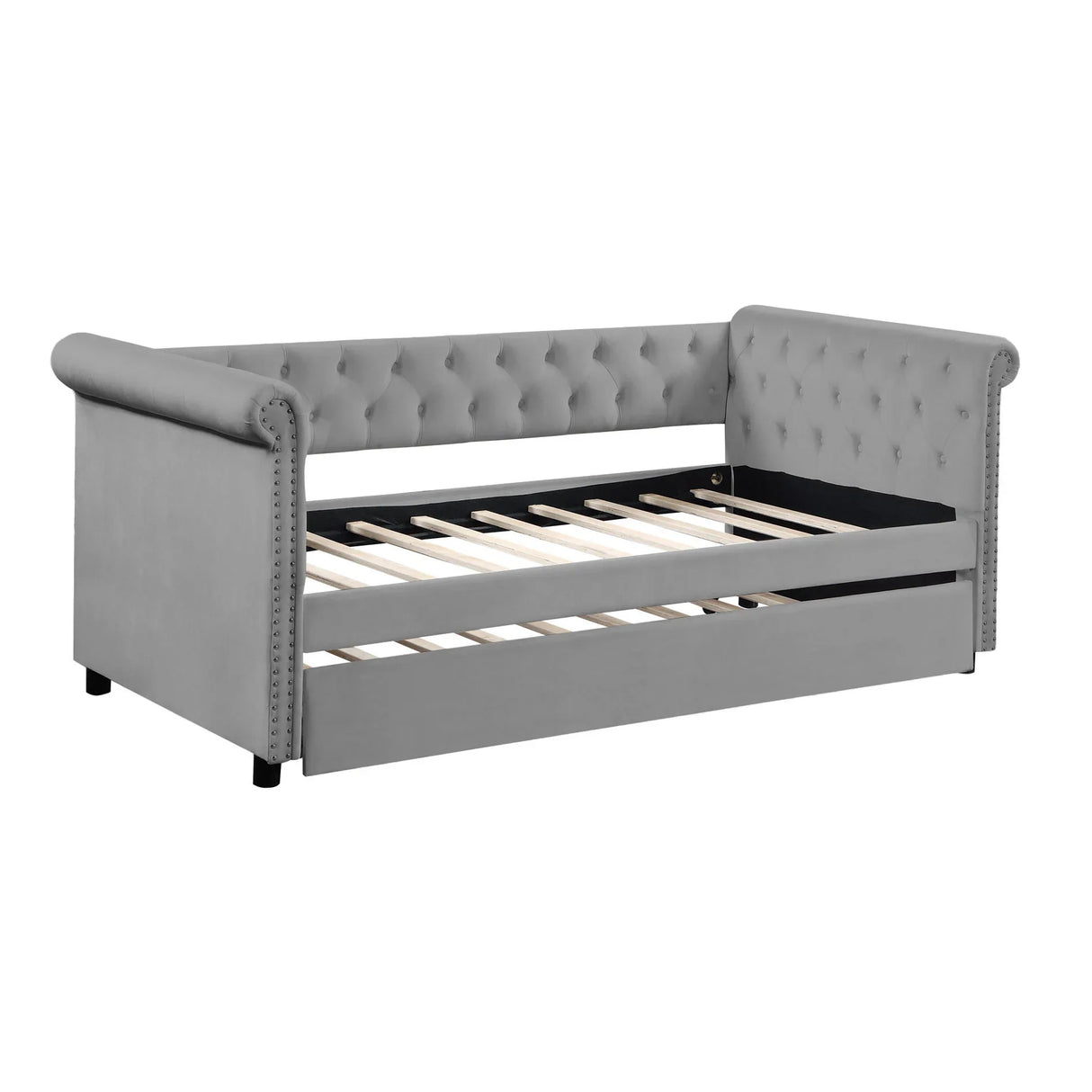 Twin Upholstered Tufted Daybed With Trundle Solid Wood - Omega Lifestyles
