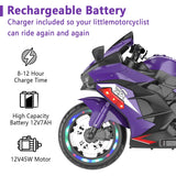 12V Violet Kids Electric Ride-On Motorcycle Toy - Omega Lifestyles