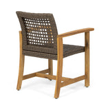 Pair Of Acacia Wood And Wicker Dining Chairs - Omega Lifestyles