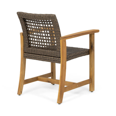 Pair Of Acacia Wood And Wicker Dining Chairs - Omega Lifestyles