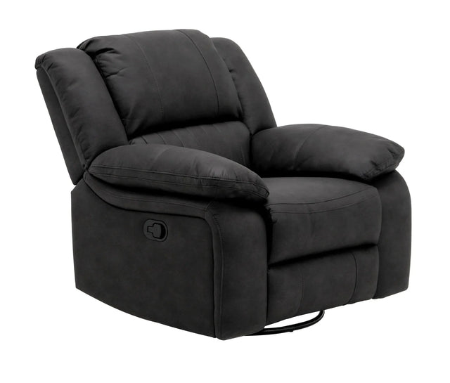 Black Fabric Swivel Gliding Recliner Chair - Omega Lifestyles