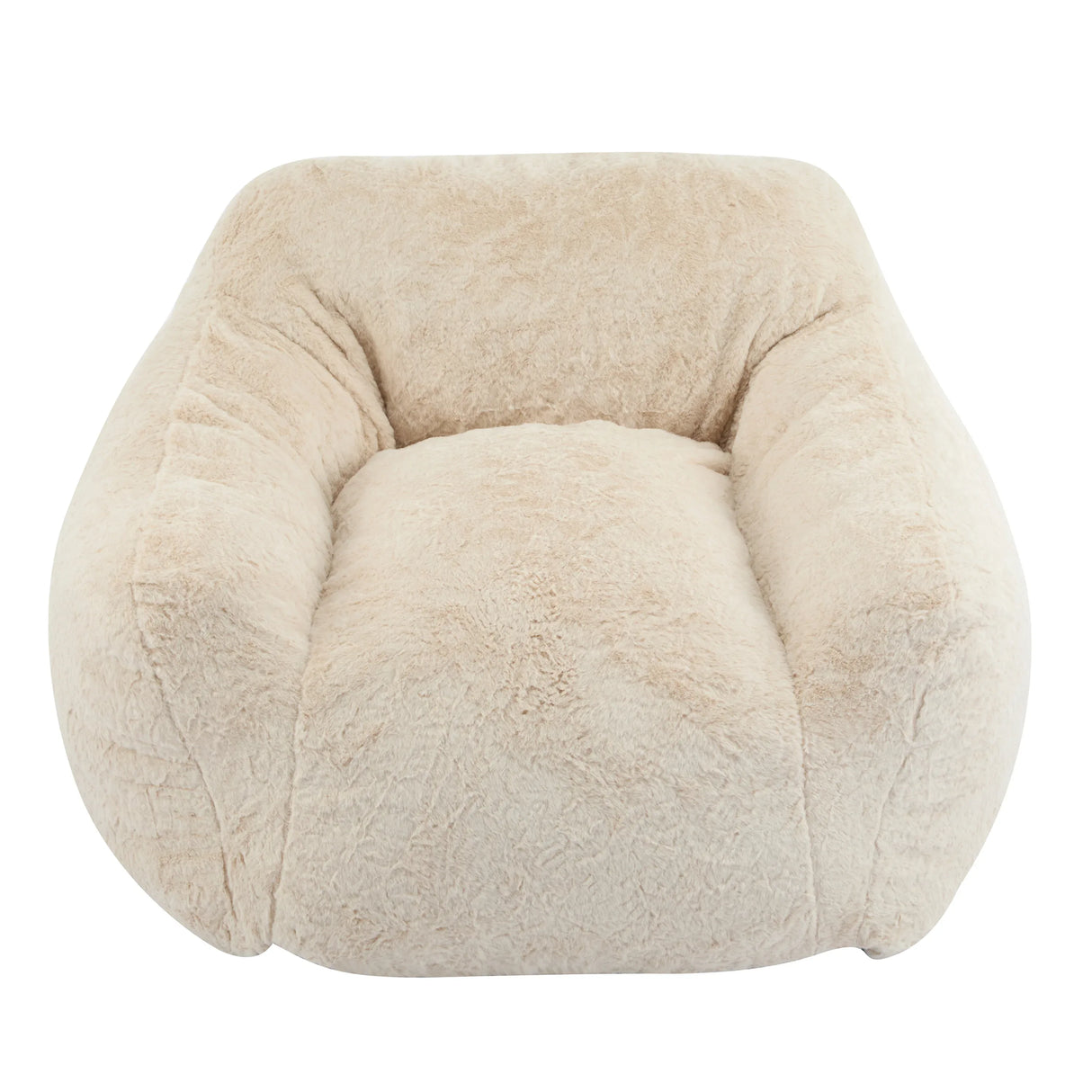 Soft Beige Faux-Fur Armchair Style Bean Bag Seating - Omega Lifestyles