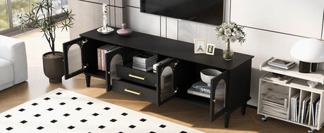 Retro Black MDF TV Stand With Drawers And Cabinets - Sleep Galleria