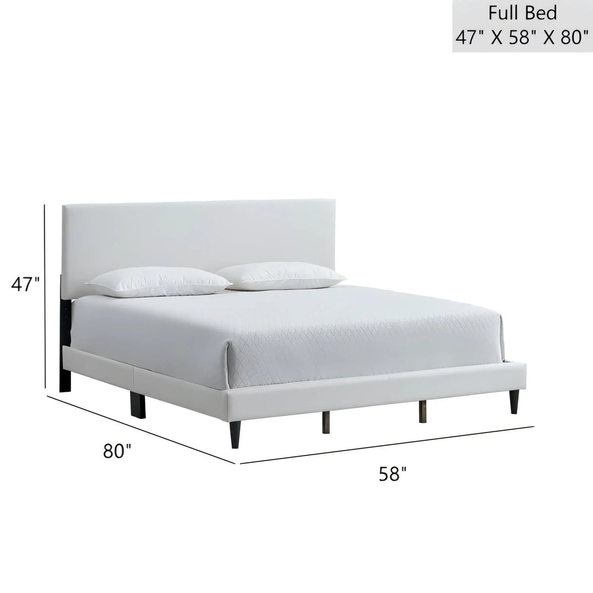 Full Upholstered White Adjustable Headboard Bed Frame - Omega Lifestyles