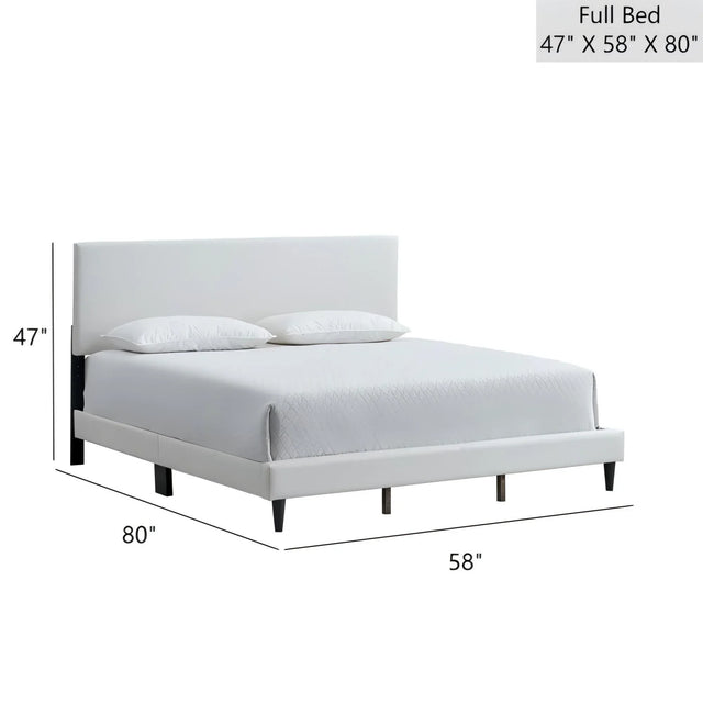 Full Upholstered White Adjustable Headboard Bed Frame - Omega Lifestyles